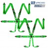 2 X Cinturones arneses homologados FIA de 6 puntos RRS EVO 6 color verde (ESPECIAL POR ENCARGO)