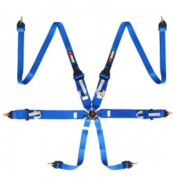 2 X Cinturones arneses homologados FIA de 6 puntos RRS EVO 6 HANS 3" + 2" Color Azul