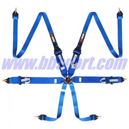 2 X Cinturones arneses homologados FIA de 6 puntos RRS EVO 6 HANS 3" + 2" Color Azul