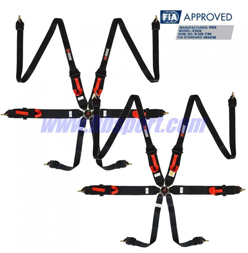 2 X Cinturones arneses homologados FIA de 6 puntos RRS EVO 6 HANS 3" + 2" Color negro RSS equipamiento - 1 2 X Cinturones arneses homologados FIA de 6 puntos RRS EVO 6 HANS 3" + 2" Color negro RSS equipamiento - 1
