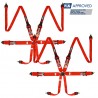 2 X Cinturones arneses homologados FIA de 6 puntos RRS EVO 6 HANS 3" + 2" Color rojo
