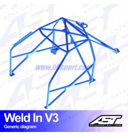 Arco de Seguridad AUDI A3 / S3 (8L) 3-doors Hatchback Quattro WELD IN V3 AST Roll cages AST Roll Cages - 2