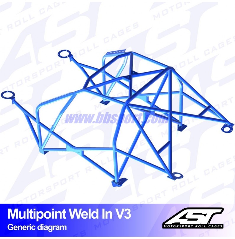 Arco de Seguridad AUDI A3 / S3 (8P) 3-doors Hatchback Quattro MULTIPOINT WELD IN V3 AST Roll cages