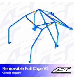 Roll cage AUDI A3 / S3 (8V) 5-doors Sportback Quattro REMOVABLE FULL CAGE V3 AST Roll cages AST Roll Cages - 2