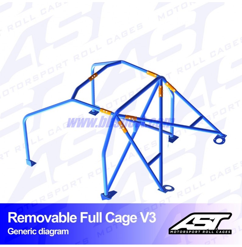 Arco de Seguridad AUDI A4 / S4 (B5) 4-doors Sedan Quattro REMOVABLE FULL CAGE V3 AST Roll cages