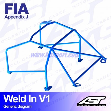 Arco de Seguridad BMW (E36) 3-Series 4-doors Sedan RWD WELD IN V1 AST Roll cages