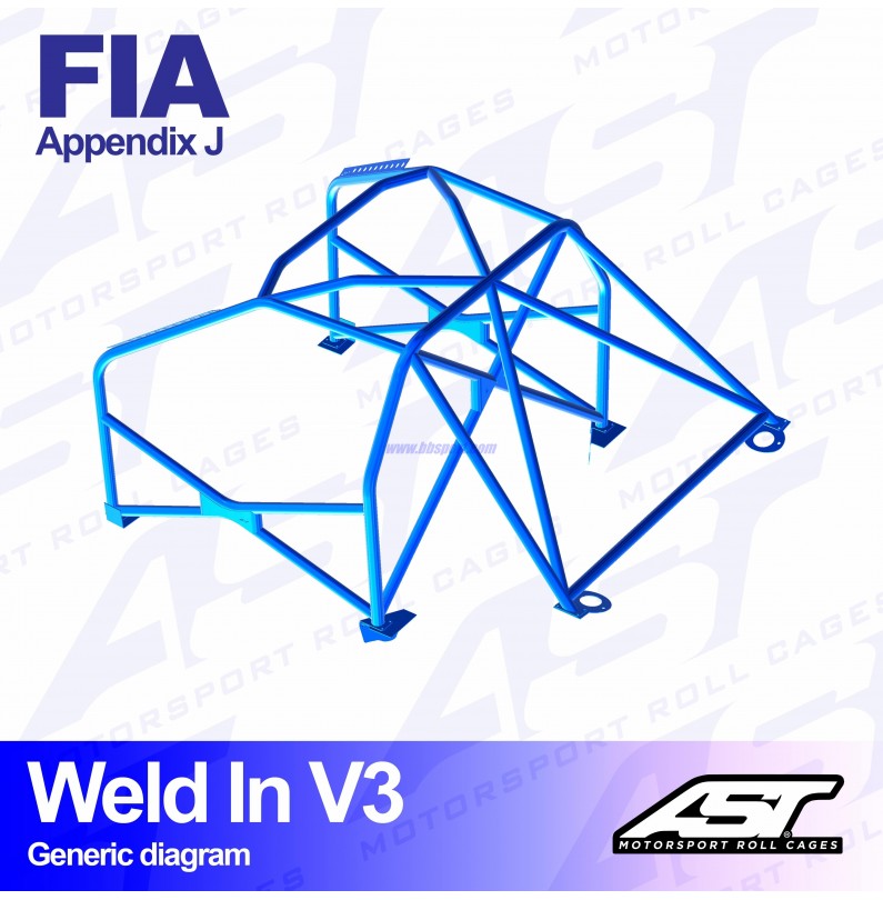 Arco de Seguridad CITROËN Saxo (Phase 1/2 ) 3-doors Hatchback WELD IN V3 AST Roll cages