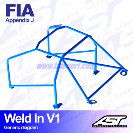 Arco de Seguridad CITROËN Xsara (Phase 1/2 ) 3-doors Hatchback WELD IN V1 AST Roll cages