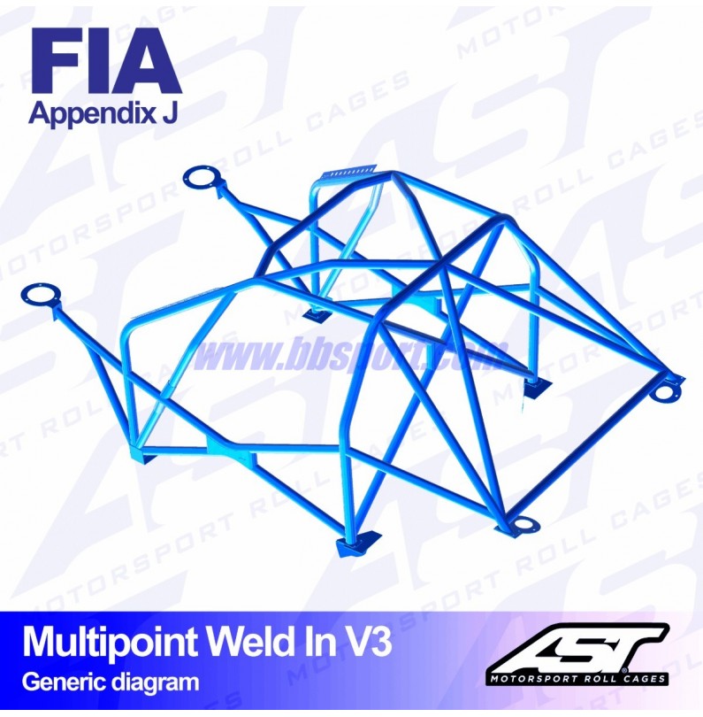 Arco de Seguridad FIAT 124 4-doors Sedan MULTIPOINT WELD IN V3 AST Roll cages