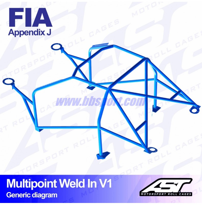 Arco de Seguridad FORD Fiesta (Mk3) (GFJ) 3-doors Hatchback MULTIPOINT WELD IN V1 AST Roll cages