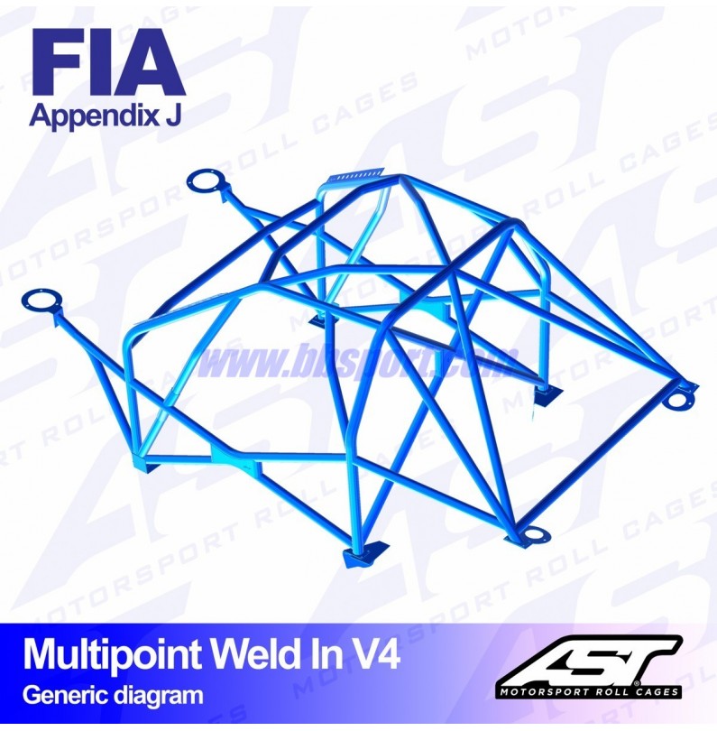 Arco de Seguridad FORD Fiesta (Mk8) (JHH) 3-doors Hatchback MULTIPOINT WELD IN V4 AST Roll cages