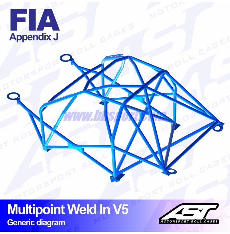 Arco de Seguridad FORD Fiesta (Mk8) (JHH) 3-doors Hatchback MULTIPOINT WELD IN V5 AST Roll cages