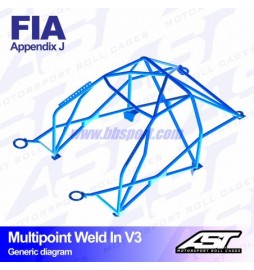 Arco de Seguridad PEUGEOT 205 (Phase 1/2) 3-doors Hatchback MULTIPOINT WELD IN V3 AST Roll cages AST Roll Cages - 2