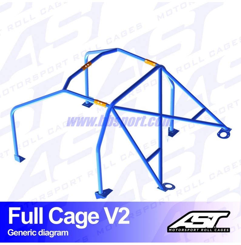 Arco de Seguridad PEUGEOT 206 (Phase 1/2) 3-doors Hatchback FULL CAGE V2 AST Roll cages