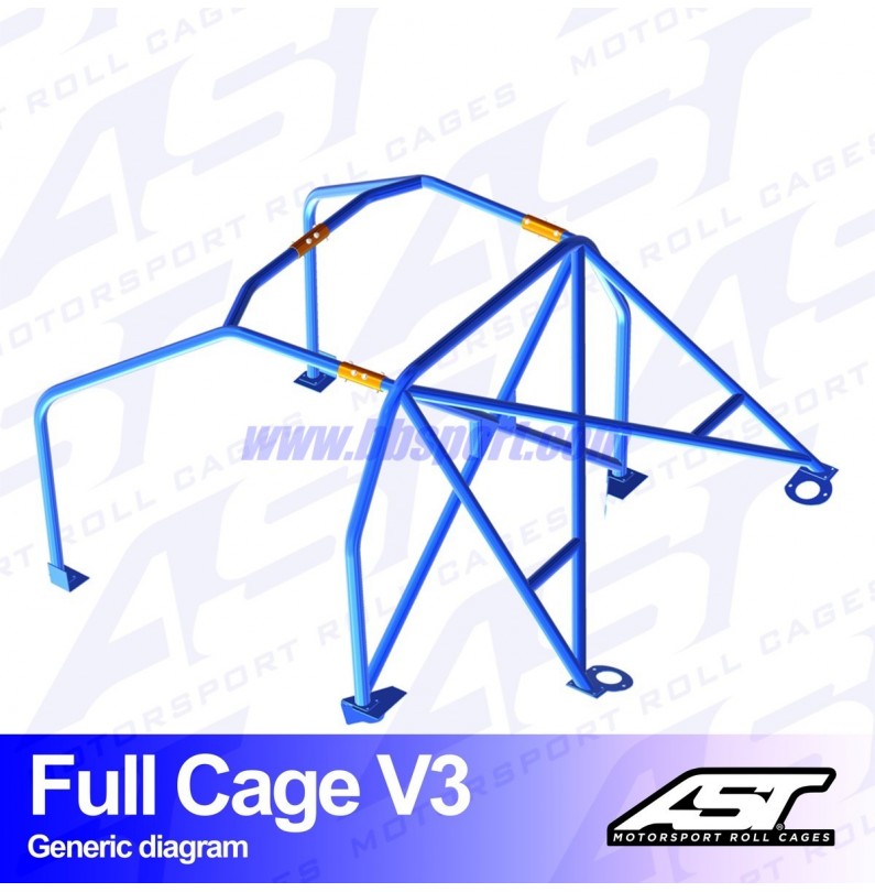 Arco de Seguridad PEUGEOT 206 (Phase 1/2) 3-doors Hatchback FULL CAGE V3 AST Roll cages