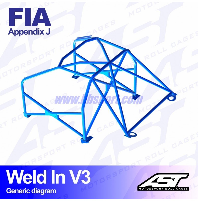 Arco de Seguridad PEUGEOT 306 (Phase 1/2) 3-doors Hatchback WELD IN V3 AST Roll cages