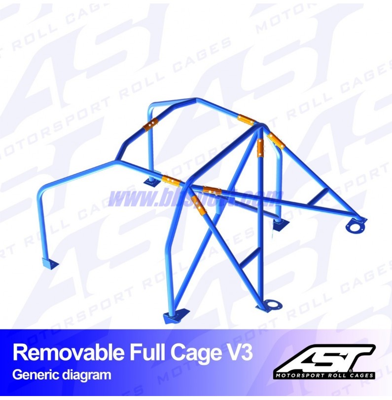 Arco de Seguridad RENAULT Clio (Phase 2) 3-doors Hatchback REMOVABLE FULL CAGE V3 AST Roll cages