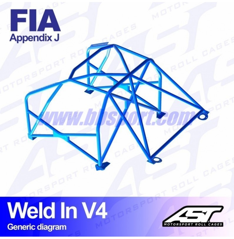 Arco de Seguridad RENAULT Clio (Phase 3) 3-doors Hatchback WELD IN V4 AST Roll cages