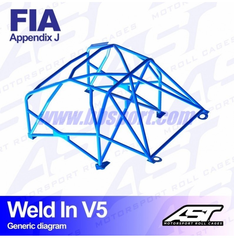 Arco de Seguridad RENAULT Clio (Phase 3) 3-doors Hatchback WELD IN V5 AST Roll cages