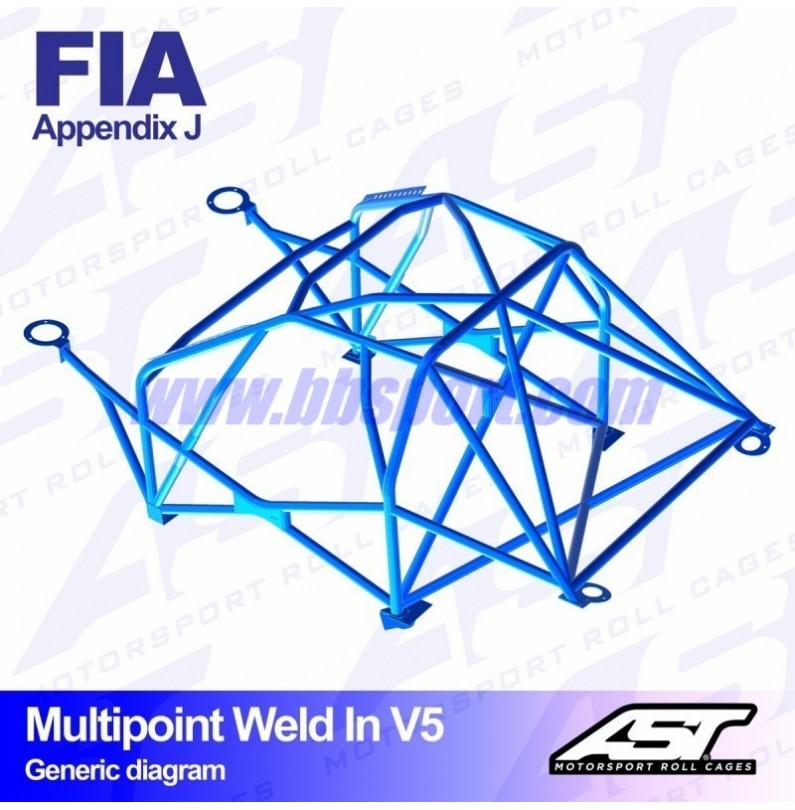 Arco de Seguridad RENAULT Clio (Phase 3) 3-doors Hatchback MULTIPOINT WELD IN V5 AST Roll cages