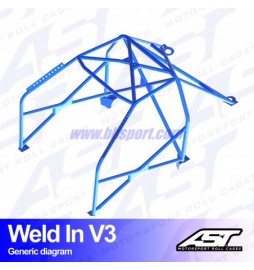 Arco de Seguridad Renault Megane (Phase 2) 3-doors Hatchback WELD IN V3 AST Roll cages AST Roll Cages - 2