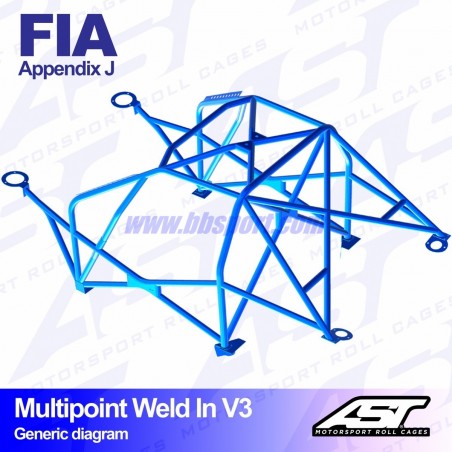 Arco de Seguridad SEAT Ibiza (6L) 3-doors Hatchback MULTIPOINT WELD IN V3 AST Roll cages