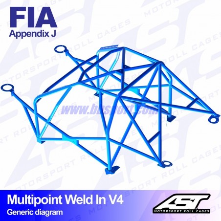 Arco de Seguridad SEAT Ibiza (6L) 3-doors Hatchback MULTIPOINT WELD IN V4 AST Roll cages