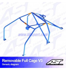 Arco de Seguridad VW Beetle (Mk1) 2-doors Hatchback REMOVABLE FULL CAGE V3 AST Roll cages AST Roll Cages - 2
