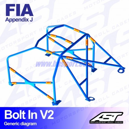 Arco de Seguridad VW Golf (Mk2) 3-doors Hatchback BOLT IN V2 AST Roll cages