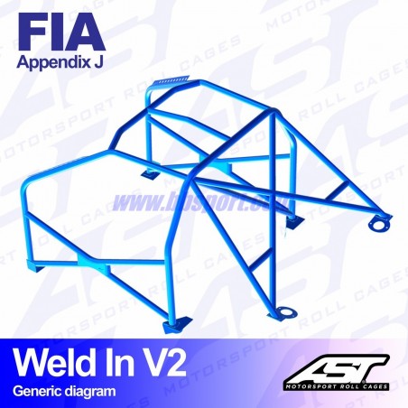 Arco de Seguridad VW Golf (Mk2) 3-doors Hatchback WELD IN V2 AST Roll cages