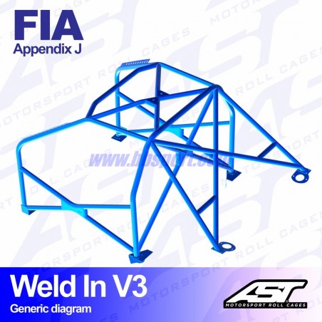 Arco de Seguridad VW Golf (Mk2) 3-doors Hatchback WELD IN V3 AST Roll cages