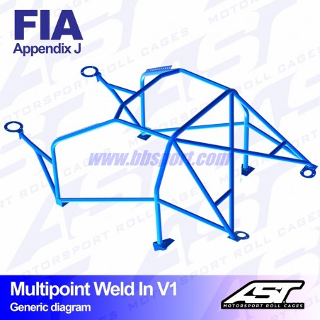 Arco de Seguridad VW Golf (Mk2) 3-doors Hatchback MULTIPOINT WELD IN V1 AST Roll cages