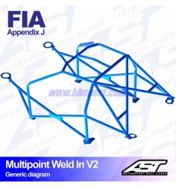 Arco de Seguridad OPEL Calibra 3-doors Coupe 4X4 MULTIPOINT WELD IN V2 AST Roll cages