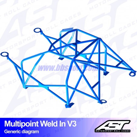 Arco de Seguridad VW Golf (Mk4) 3-doors Hatchback 4Motion MULTIPOINT WELD IN V3 AST Roll cages