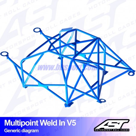 Arco de Seguridad VW Golf (Mk4) 3-doors Hatchback 4Motion MULTIPOINT WELD IN V5 AST Roll cages