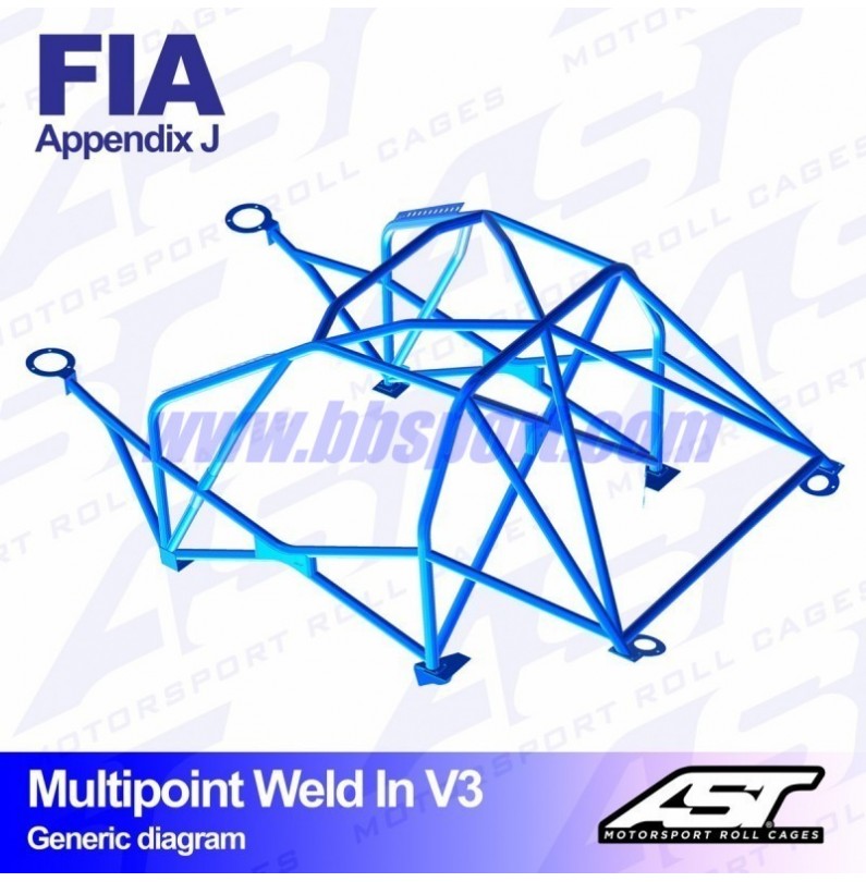 Arco de Seguridad PEUGEOT 207 (Phase 1/2) 3-door Hatchback MULTIPOINT WELD IN V3 AST Roll cages