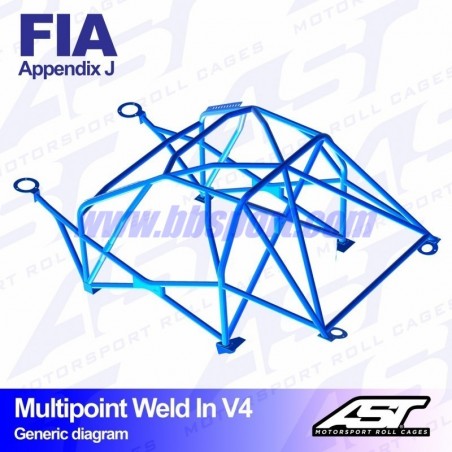 Arco de Seguridad SEAT Leon (1P) 5-door Hatchback MULTIPOINT WELD IN V4 AST Roll cages