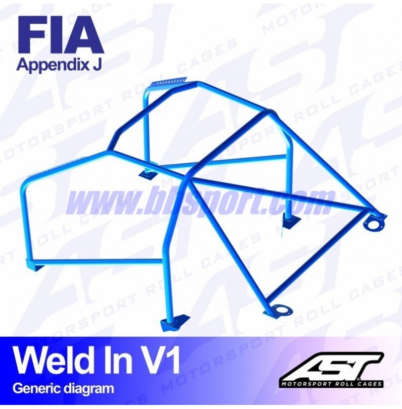 Arco de Seguridad TOYOTA Yaris (XP10) 3-door Hatchback WELD IN V1 AST Roll cages