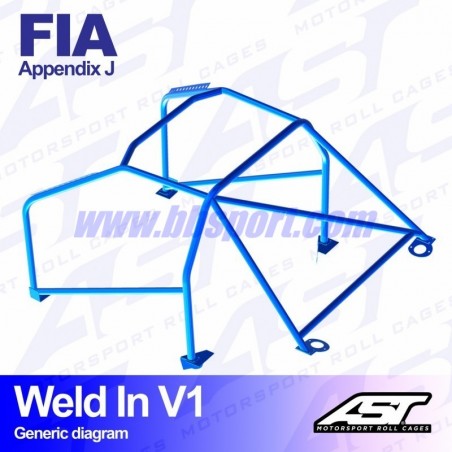 Arco de Seguridad TOYOTA Yaris (XP10) 3-door Hatchback WELD IN V1 AST Roll cages
