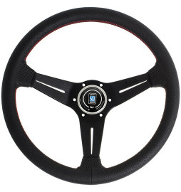 Nardi Deep Corn Steering Wheel, Black Perforated Leather, Black Spokes, Red Stitching, 80 mm Dish, Ø35 cm Nardi - 1