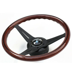 Nardi Deep Corn Steering Wheel, Wood, Black Spokes, 75 mm Dish, Ø35 cm