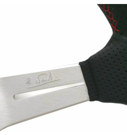 Nardi Deep Corn Steering Wheel, Black Perforated Leather, Satin Spokes, Red Stitching, 75 mm Dish, Ø35 cm