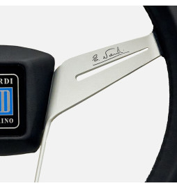 Nardi Novantesimo 90th Anniversary Steering Wheel, Black Leather, White Spokes, Ø35.5 cm, Black Center Pad