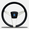 Nardi Novantesimo 90th Anniversary Steering Wheel, Black Leather, White Spokes, Ø35.5 cm, Black Center Pad