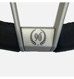 Nardi Novantesimo 90th Anniversary Steering Wheel, Black Leather, White Spokes, Ø35.5 cm, Black Center Pad