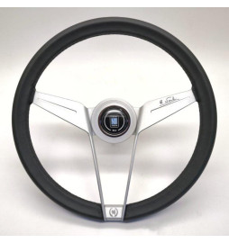 Nardi Novantesimo 90th Anniversary Steering Wheel, Black Leather, White Spokes, Ø35.5 cm, White Center Ring