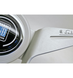 Nardi Novantesimo 90th Anniversary Steering Wheel, Black Leather, White Spokes, Ø35.5 cm, White Center Ring