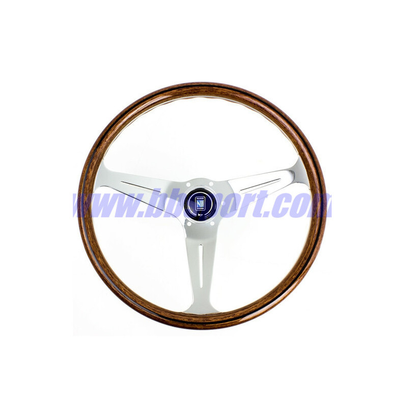 Nardi Classic ND39 Steering Wheel, Wood, Chrome Spokes, 40 mm Dish Nardi Classic ND39 Steering Wheel, Wood, Chrome Spokes, 40 mm Dish