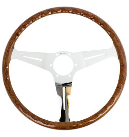 Nardi Classic ND39 Steering Wheel, Wood, Chrome Spokes, 40 mm Dish