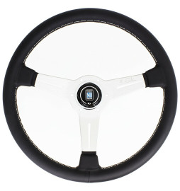 Nardi Classic ND36 Steering Wheel, Black Leather, Satin Spokes, Grey Stitching, 40 mm Dish